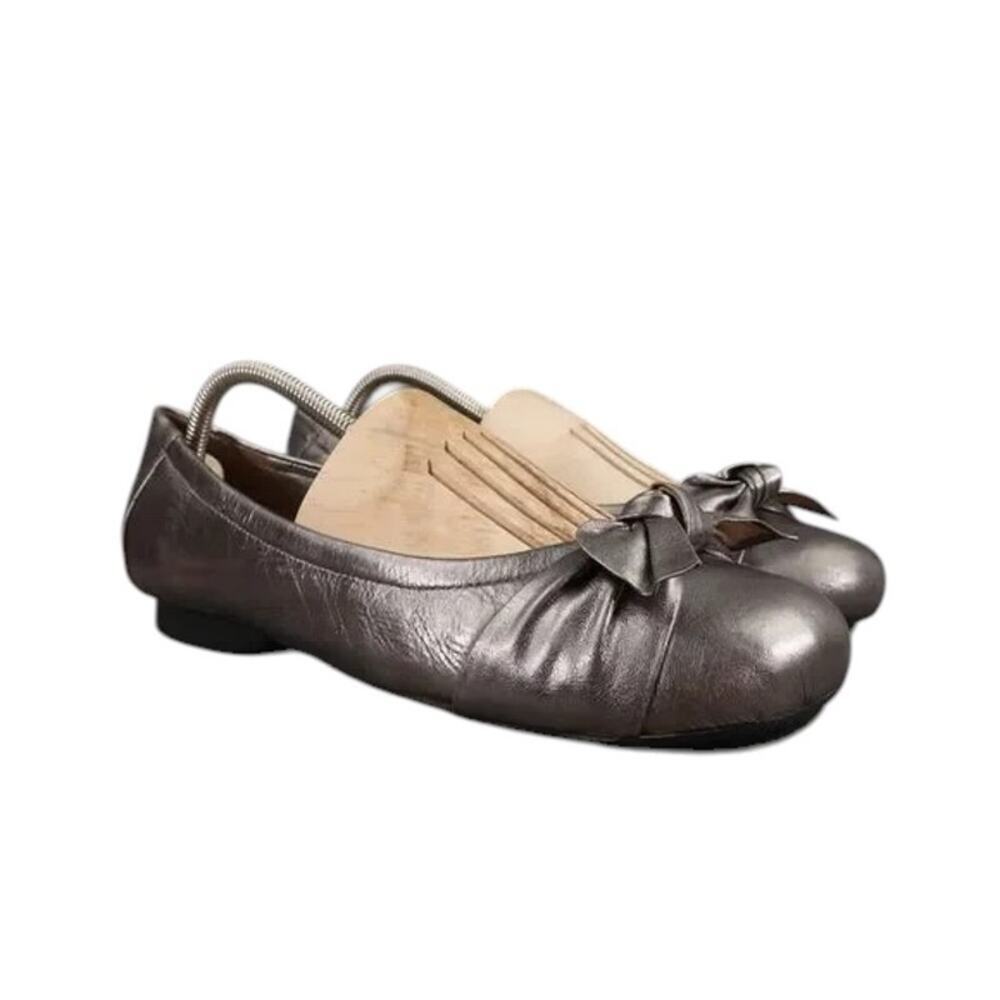 Me Too Shoes Womens 10 Ballet Flats Fashion Slip On Metallic Leather Bow Nicki